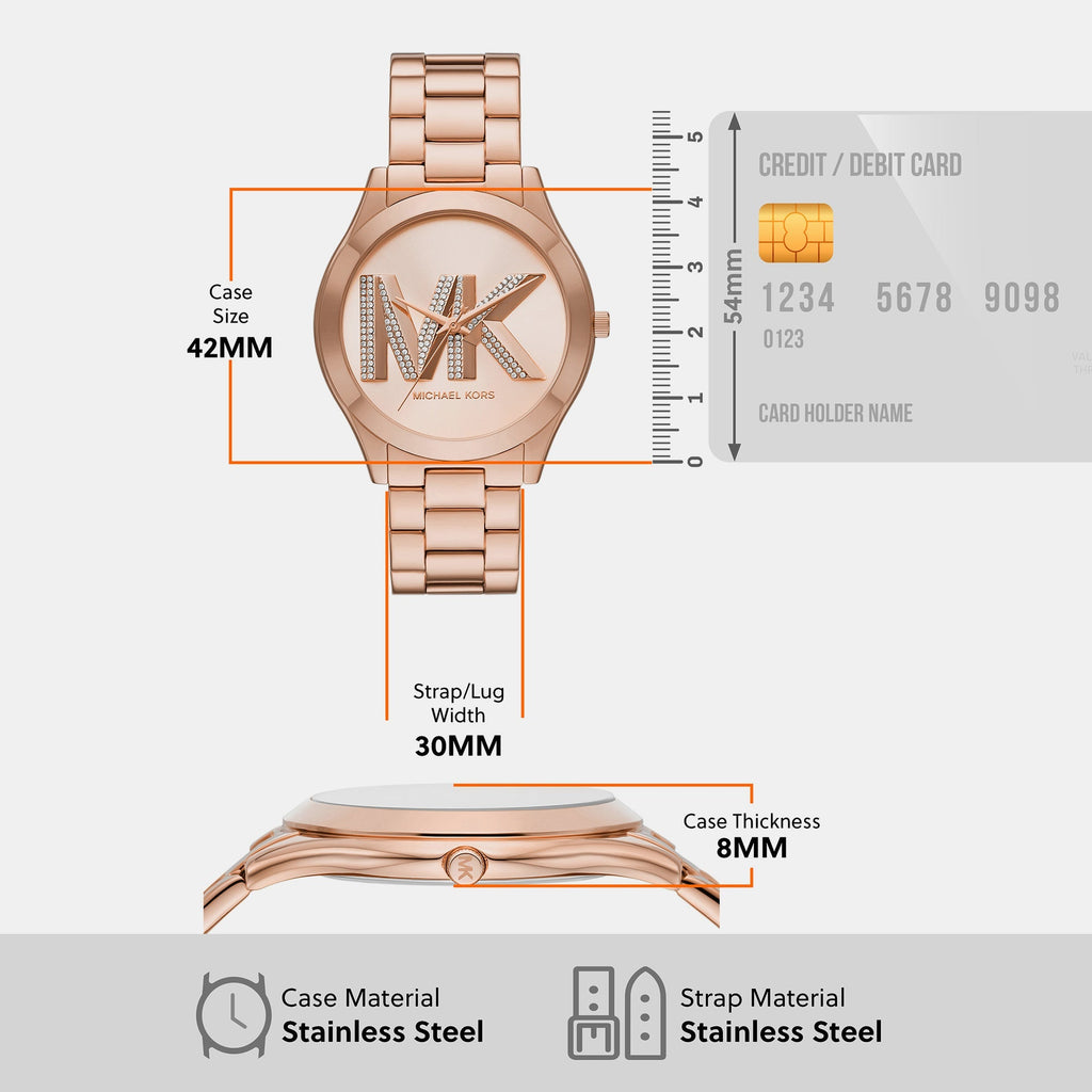Michael Kors Slim Runway Analog Rose Gold Dial Rose Gold Steel Strap Watch For Women - MK4733 Buy Now By Michael Kors
