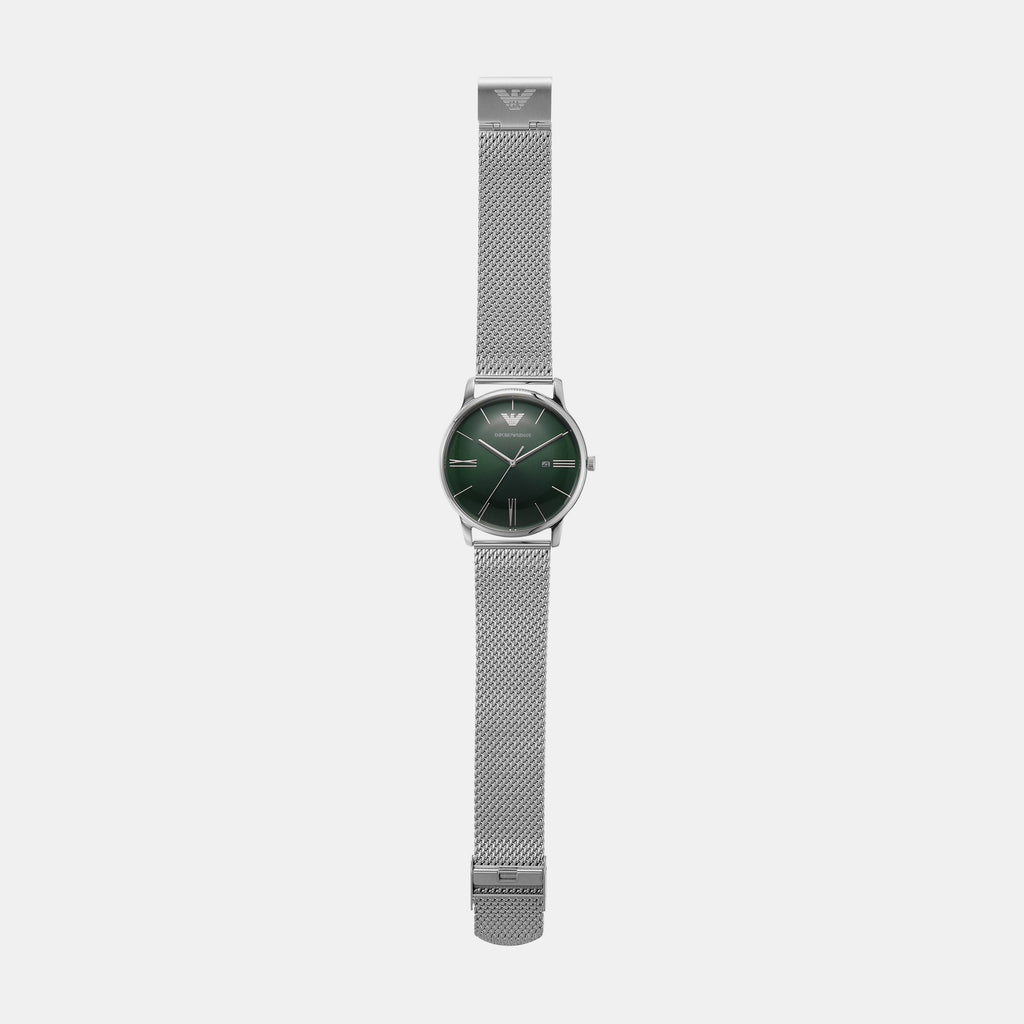 Emporio Armani Minimalist Quartz Green Dial Silver Mesh Bracelet Watch For Men - AR11578 Buy Now By Emporio Armani