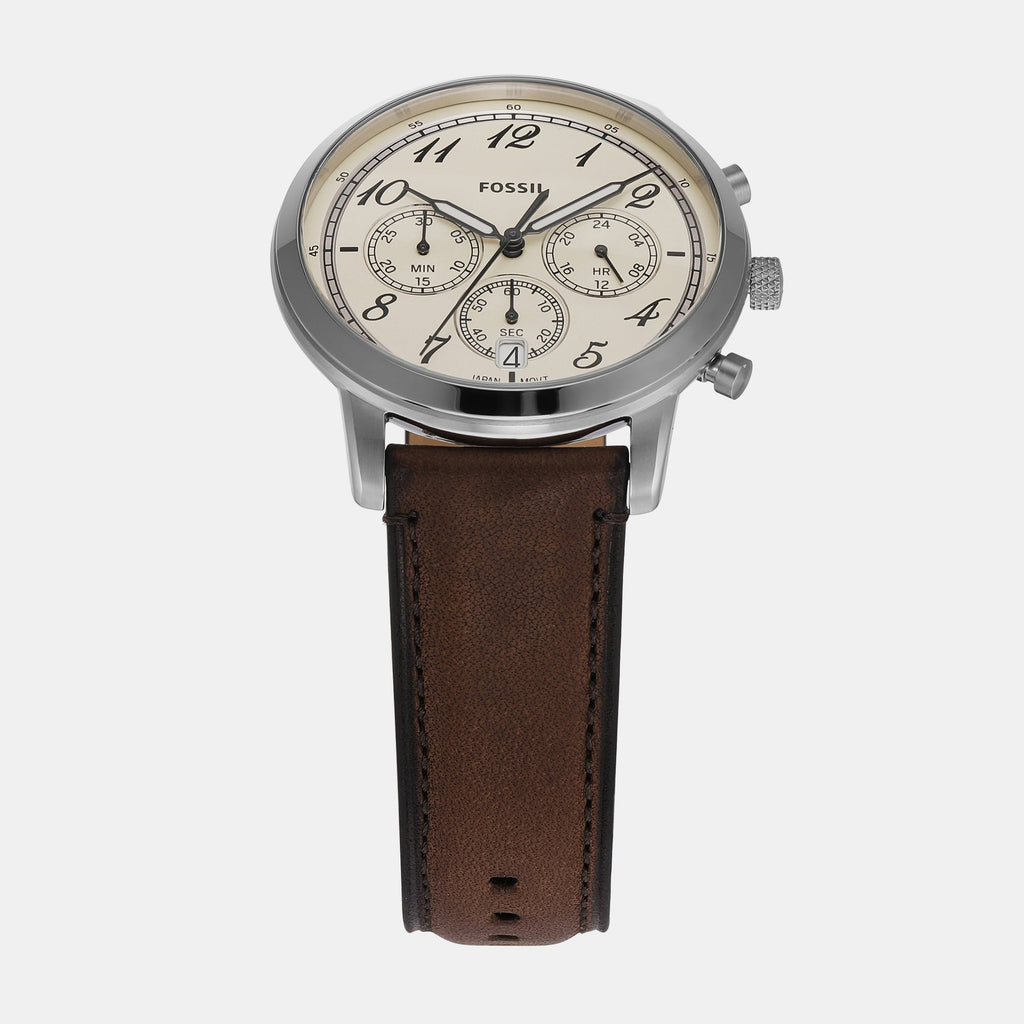 Fossil Neutra Chronograph White Dial Brown Leather Strap Watch for Men - FS6022 Buy Now By Fossil