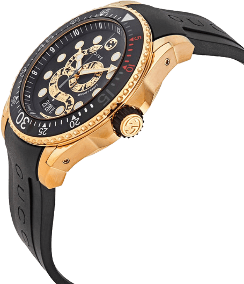 Gucci Dive Quartz Black Dial Black Rubber Strap Watch For Men - YA136219 Buy Now By Gucci
