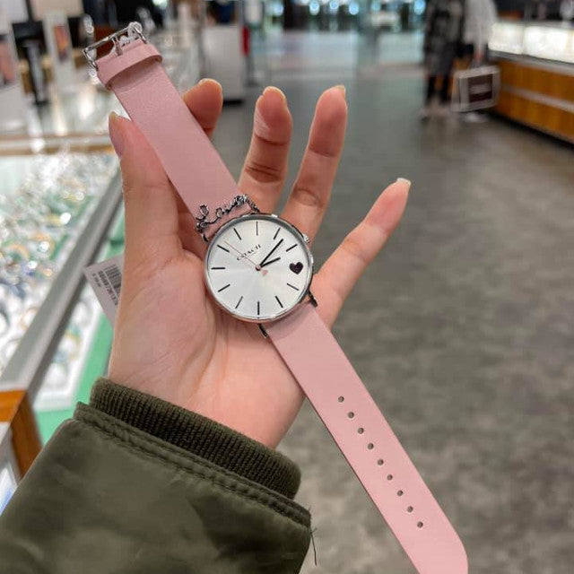 Coach Perry Silver Dial Pink Leather Strap Watch for Women - 14503516 Buy Now By Coach