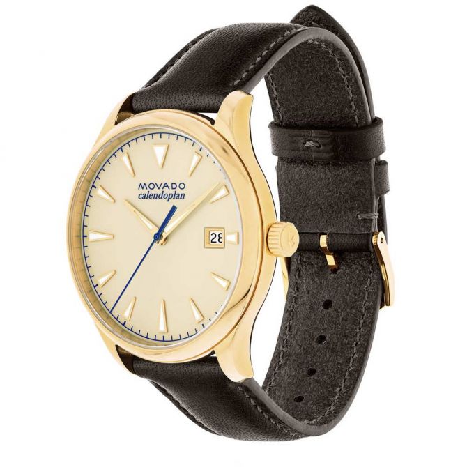 Movado Heritage Calendoplan Beige Dial Brown Leather Strap Watch for Men - 3650003 Buy Now By Movado