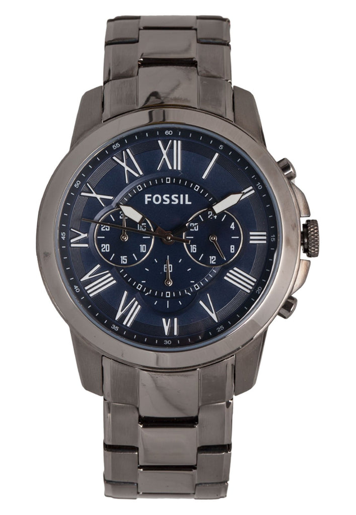 Fossil Grant Chronograph Blue Dial Grey Steel Strap Watch for Men - FS4831 Buy Now By Fossil