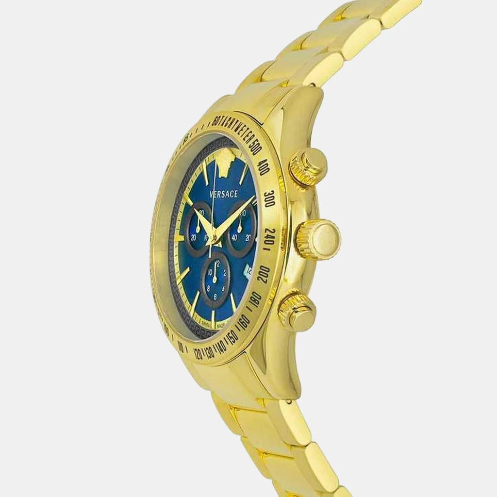 Versace Classic Chronograph Quartz Blue Dial Gold Steel Strap Watch For Men - VEV700619 Buy Now By Versace