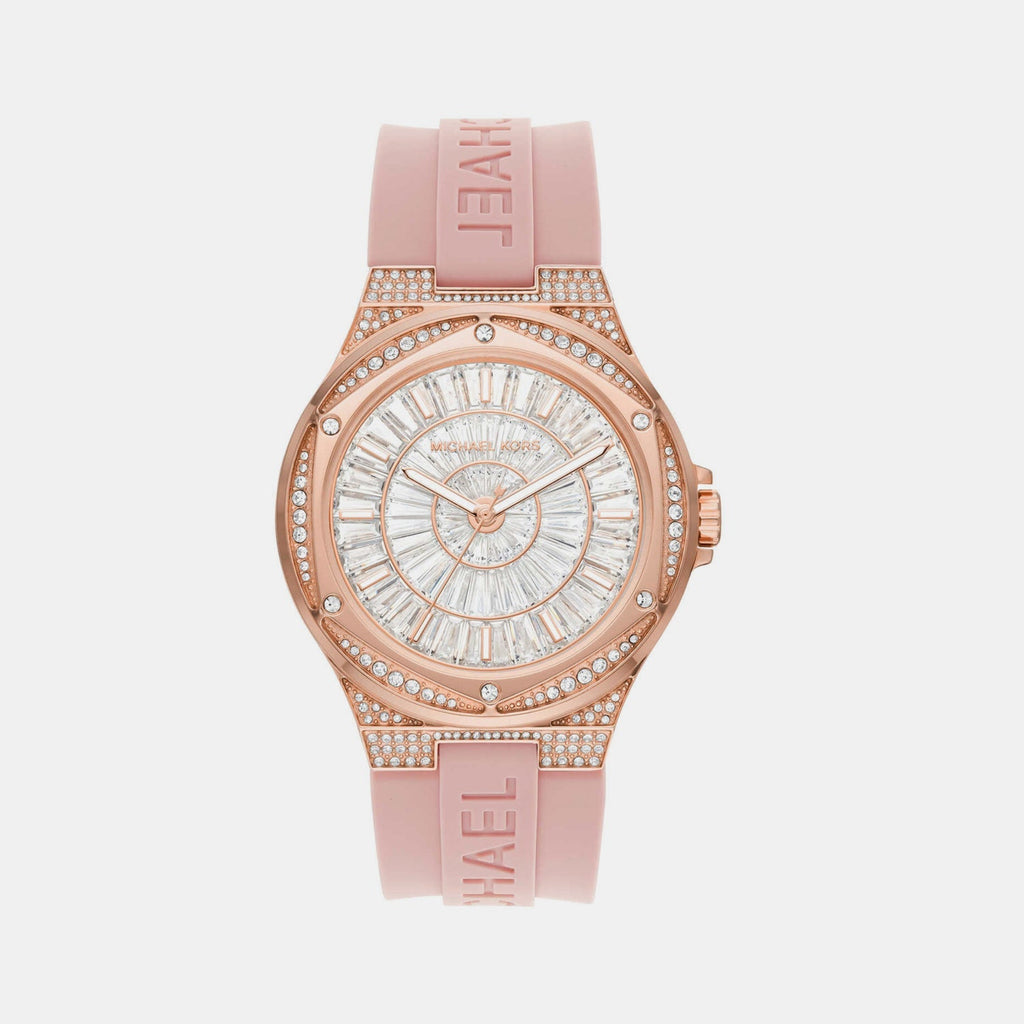 Michael Kors Lennox Three-Hand Analog White Dial Pink Silicone Strap Watch For Women - MK7334 Buy Now By Michael Kors