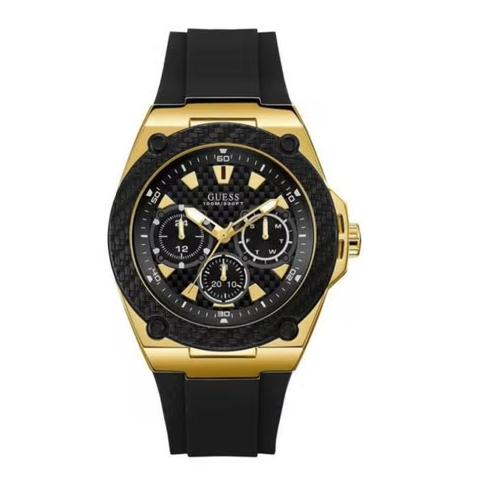 Guess Legacy Black Dial Black Rubber Strap Watch for Men - W1049G5 Buy Now By Guess