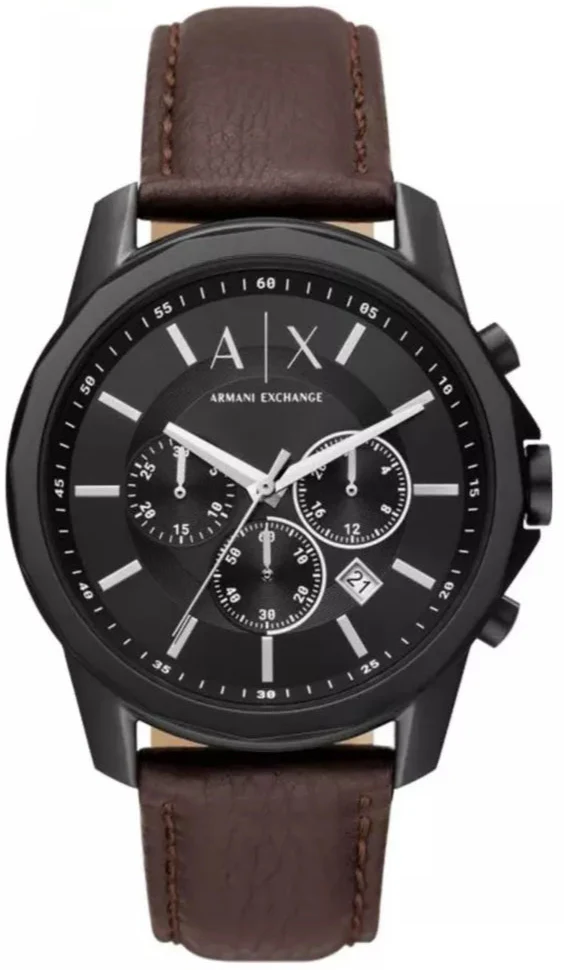 Armani Exchange Outerbanks Chronograph Black Dial Brown Leather Strap Watch For Men - AX1732 Buy Now By Armani Exchange