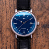 IWC Portofino '150 Years Edition' Automatic Blue Dial Black Leather Strap Watch for Men - IW356518 Buy Now By IWC
