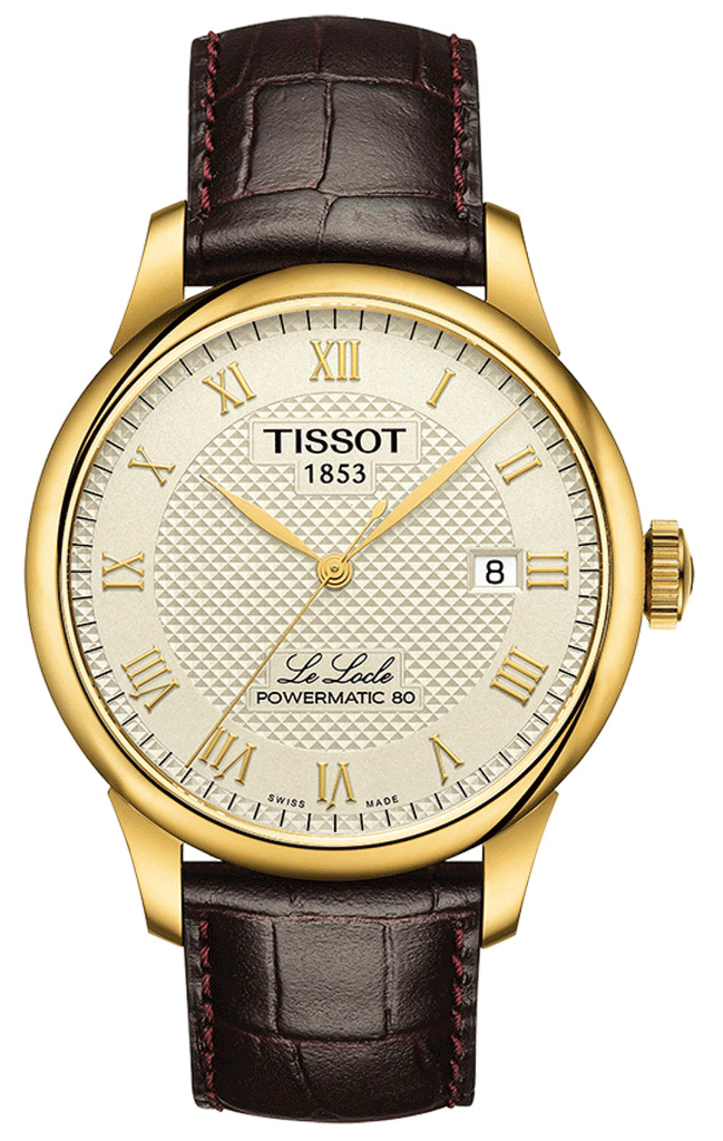Tissot Le Locle Powermatic 80 Gold Dial Brown Leather Strap Watch For Men - T006.407.36.263.00 Buy Now By Tissot