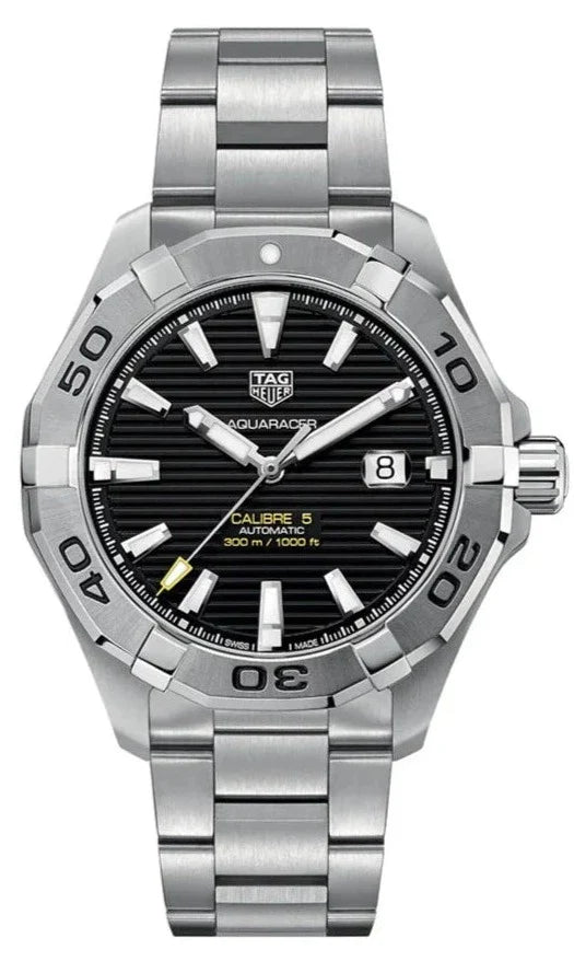 Tag Heuer Aquaracer Automatic Black Dial Silver Steel Strap Watch for Men - WAY2010.BA0927 Buy Now By Tag Heuer