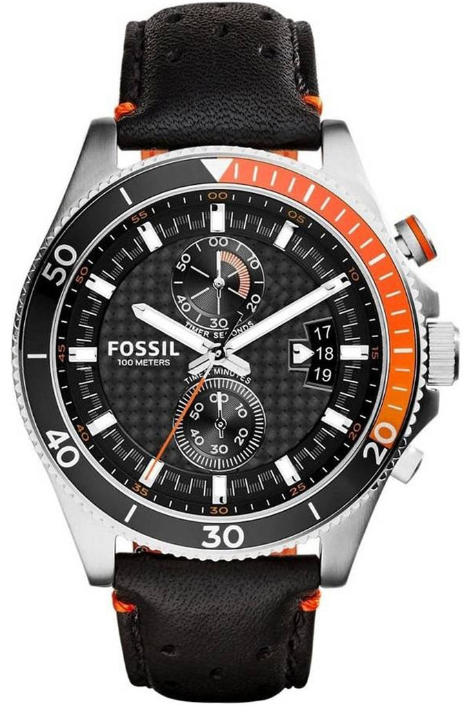 Fossil Wakefield Chronograph Black Dial Black Leather Strap Watch for Men - CH2953 Buy Now By Fossil