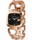 Gucci G Gucci Diamonds Black Dial Rose Gold Steel Strap Watch For Women - YA125409 Buy Now By Gucci