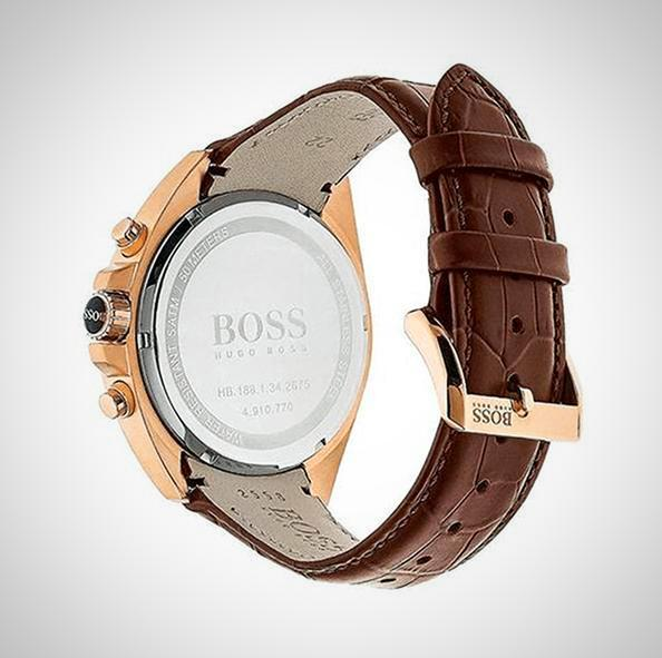 Hugo Boss Rafale Chronograph Brown Dial Brown Leather Strap Watch For Men - 1513392 Buy Now By Hugo Boss