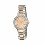 Fossil Virginia Rose Gold Dial Two Tone Steel Strap Watch for Women - ES3405 Buy Now By Fossil