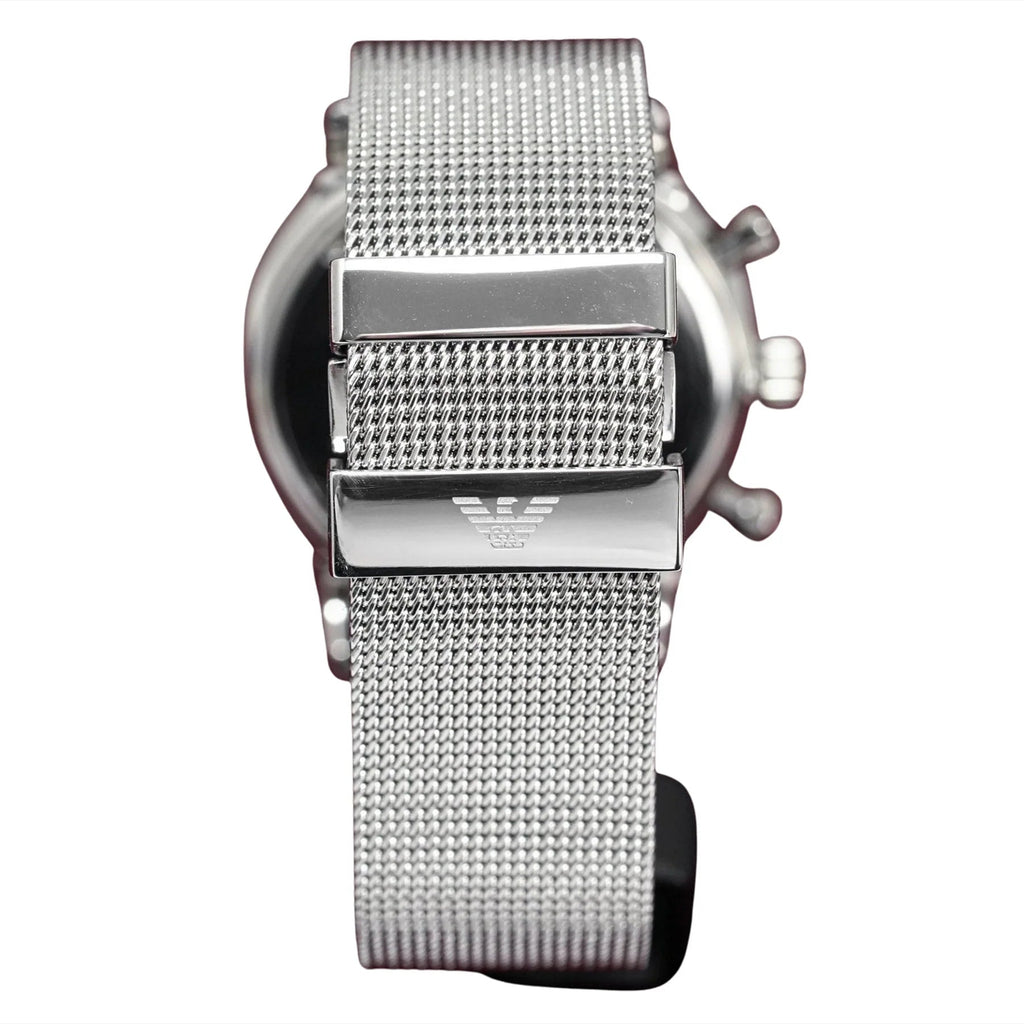 Emporio Armani Classic Chronograph Quartz Silver Dial Silver Mesh Bracelet Watch For Men - AR0390 Buy Now By Emporio Armani