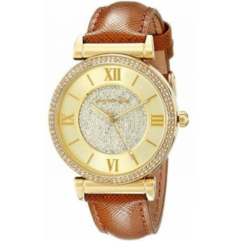Michael Kors Catlin Champagne Dial Brown Leather Strap Watch for Women - MK2375 Buy Now By Michael Kors
