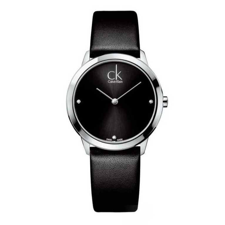 Calvin Klein Minimal Black Dial Black Leather Strap Watch for Men - K3M221CS Buy Now By Calvin Klein