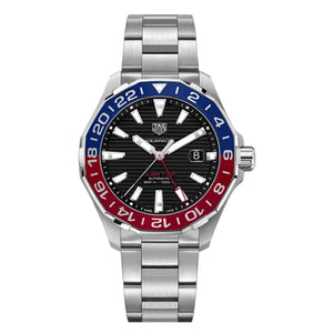 Tag Heuer Aquaracer GMT Caliber 7 Pepsi Black Dial Silver Steel Strap Watch for Men - WAY201F.BA0927 Buy Now By Tag Heuer