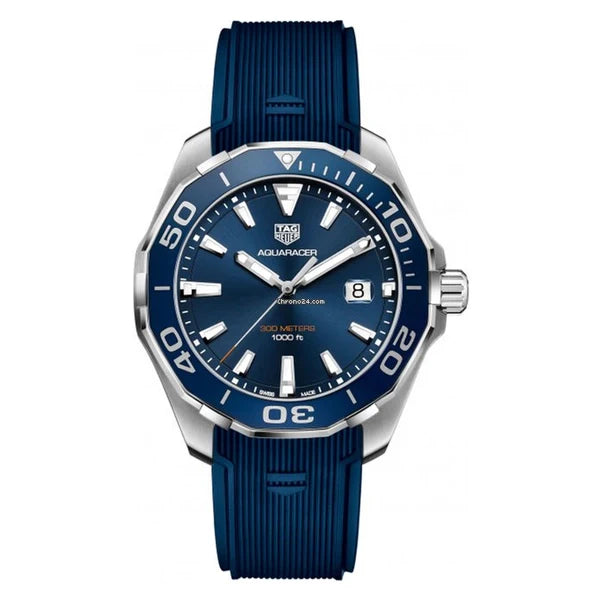 Tag Heuer Aquaracer Blue Dial Blue Rubber Strap Watch for Men - WAY111C.FT6155 Buy Now By Tag Heuer