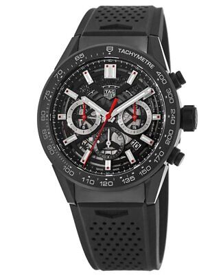 Tag Heuer Carrera Automatic Chronograph Black Dial Black Rubber Strap Watch for Men - CBG2A90.FT6173 Buy Now By Tag Heuer