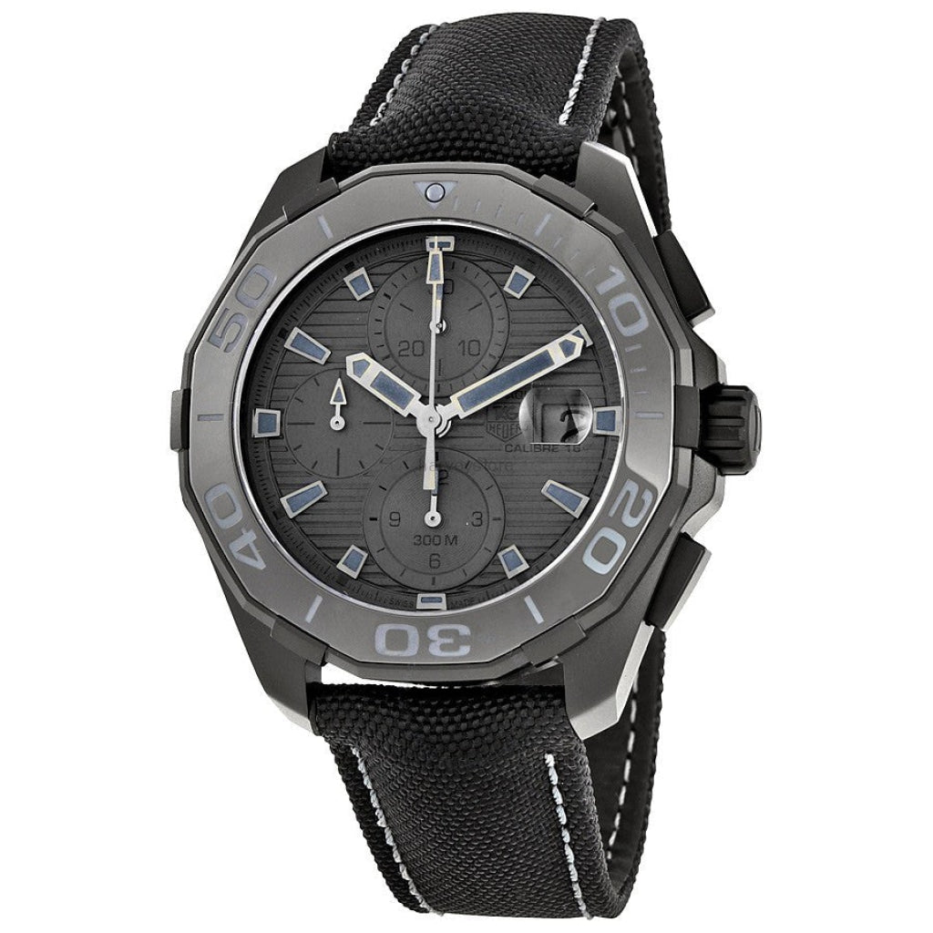 Tag Heuer Aquaracer Automatic Chronograph Special Edition Titanium Grey Dial Black Leather Strap Watch for Men - CAY218B.FC6370 Buy Now By Tag Heuer