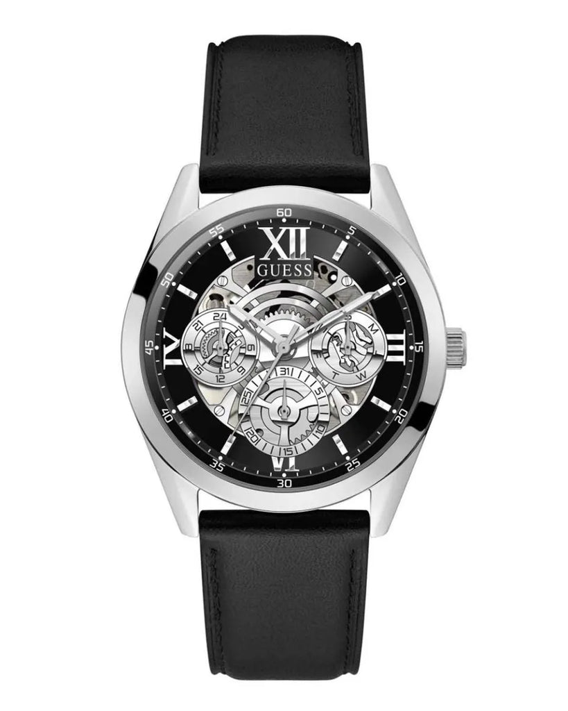 Guess Tailor Multifunction Black Dial Black Leather Strap Watch for Men - GW0389G1 Buy Now By Guess