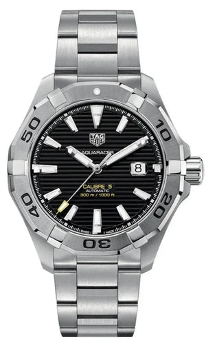 Tag Heuer Aquaracer Automatic Black Dial Silver Steel Strap Watch for Men - WAY2010.BA0927 Buy Now By Tag Heuer