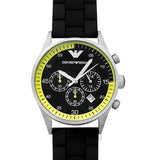 Emporio Armani Chronograph Black Dial Black Rubber Strap Watch For Men - AR5865 Buy Now By Emporio Armani
