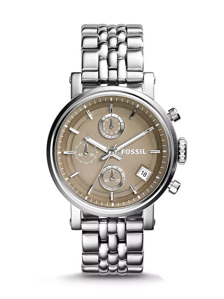 Fossil Boyfriend Chronograph Brown Dial Silver Steel Strap Watch for Women - ES3747 Buy Now By Fossil