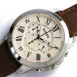 Fossil Grant Chronograph White Dial Brown Leather Strap Watch for Men - FS4735 Buy Now By Fossil
