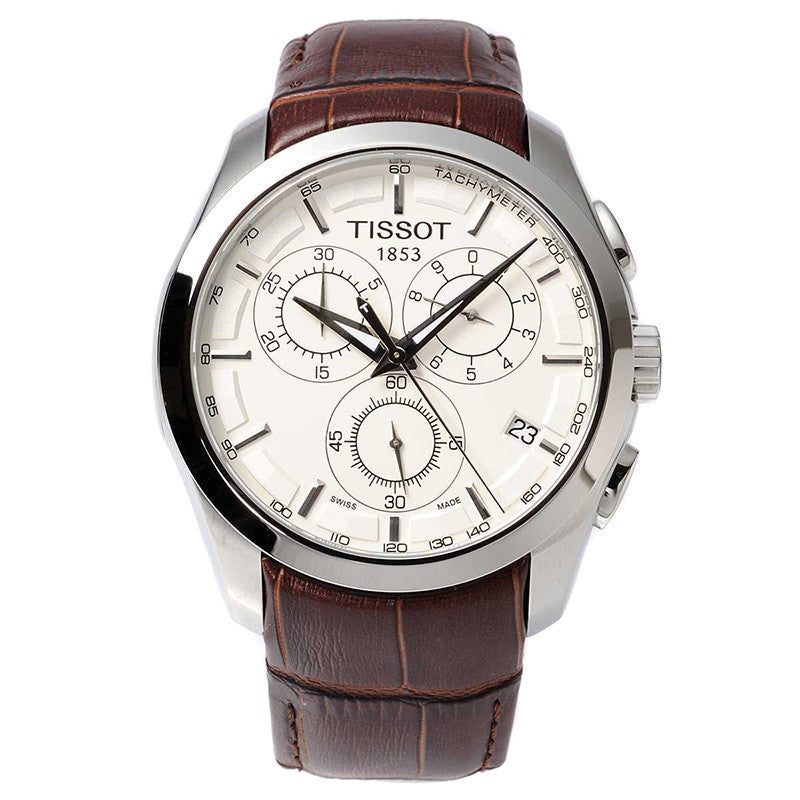Tissot Couturier Chronograph White Dial Brown Leather Strap Watch For Men - T035.617.16.031.00 Buy Now By Tissot