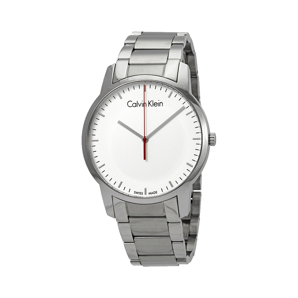 Calvin Klein City Quartz White Dial Silver Steel Strap Watch for Men - K2G2G1Z6 Buy Now By Calvin Klein