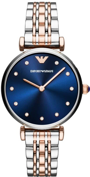 Emporio Armani Gianni T Bar Quartz Blue Dial Two Tone Steel Strap Watch For Women - AR11222 Buy Now By Emporio Armani