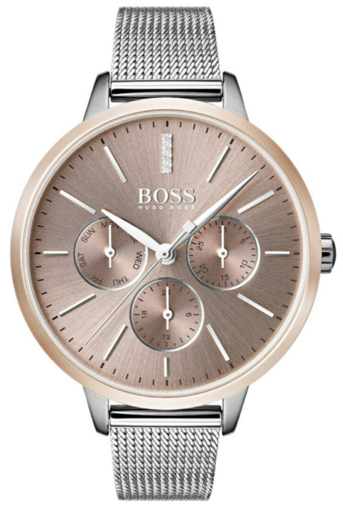 Hugo Boss Symphony Brown Dial Silver Mesh Bracelet Watch for Women - 1502423 Buy Now By Hugo Boss