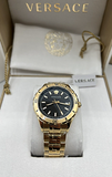 Versace Hellenyium Quartz Black Dial Gold Steel Strap Watch For Men - VE3A00820 Buy Now By Versace