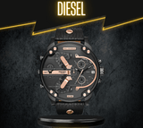 Diesel Mr Daddy 2.0 Chronograph Black Dial Black Leather Strap Watch For Men - DZ7350 Buy Now By Diesel