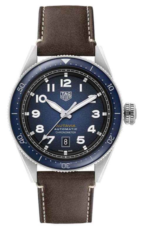 Tag Heuer Autavia Calibre 5 Automatic Blue Dial Brown Leather Strap Watch for Men - WBE5116.FC8266 Buy Now By Tag Heuer