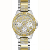 Guess Frontier Chronograph Crystals Gold Dial Two Tone Steel Strap Watch For Women - W1156L5 Buy Now By Guess