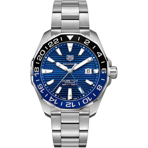 Tag Heuer Aquaracer GMT Calibre 6 Automatic Blue Dial Silver Steel Strap Watch for Men - WAY201T.BA0927 Buy Now By Tag Heuer