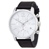 Calvin Klein City Chronograph Silver Dial Black Leather Strap Watch for Men - K2G271C6 Buy Now By Calvin Klein