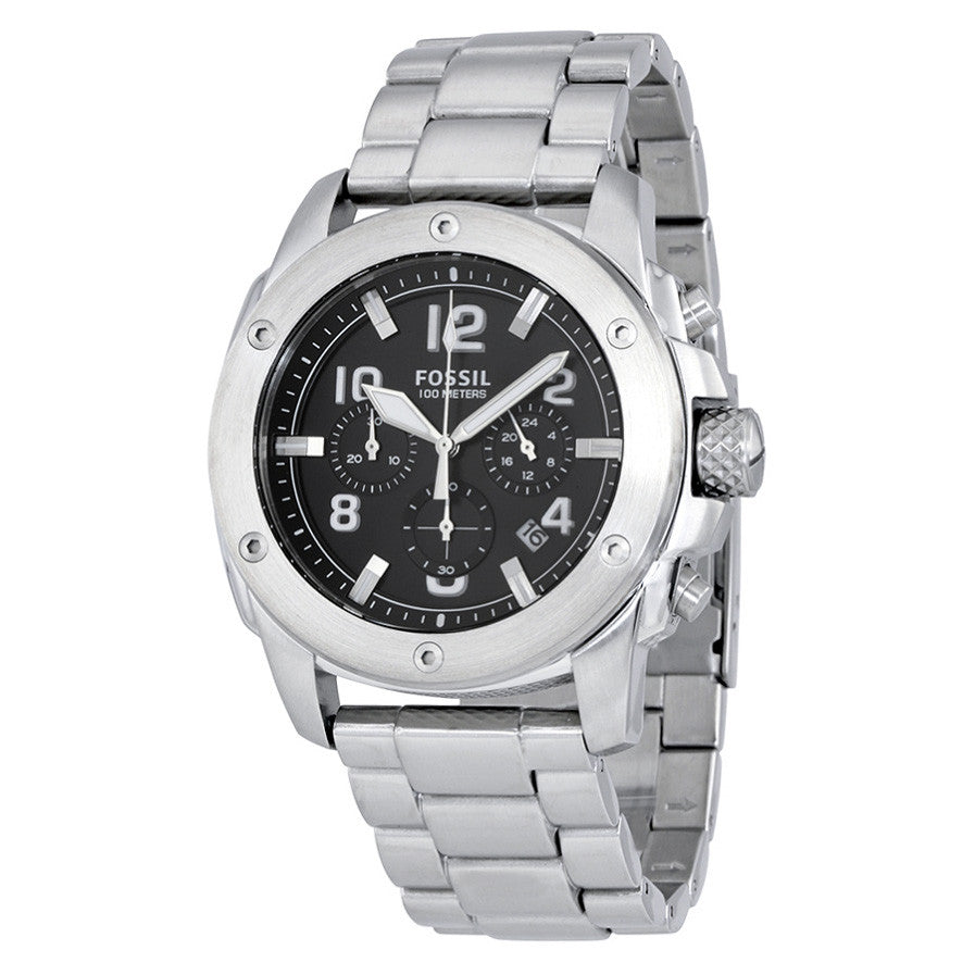 Fossil Modern Machine Black Dial Silver Steel Strap Watch for Men - FS4926 Buy Now By Fossil