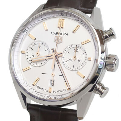 Tag Heuer Carrera Chronograph White Dial Brown Leather Strap Watch for Men - CBN2013.FC6483 Buy Now By Tag Heuer