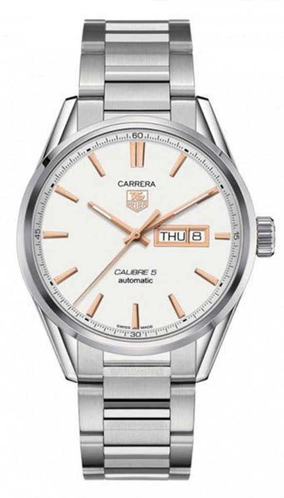 Tag Heuer Carrera Calibre 5 White Dial Silver Steel Strap Watch for Men - WAR201D.BA0723 Buy Now By Tag Heuer