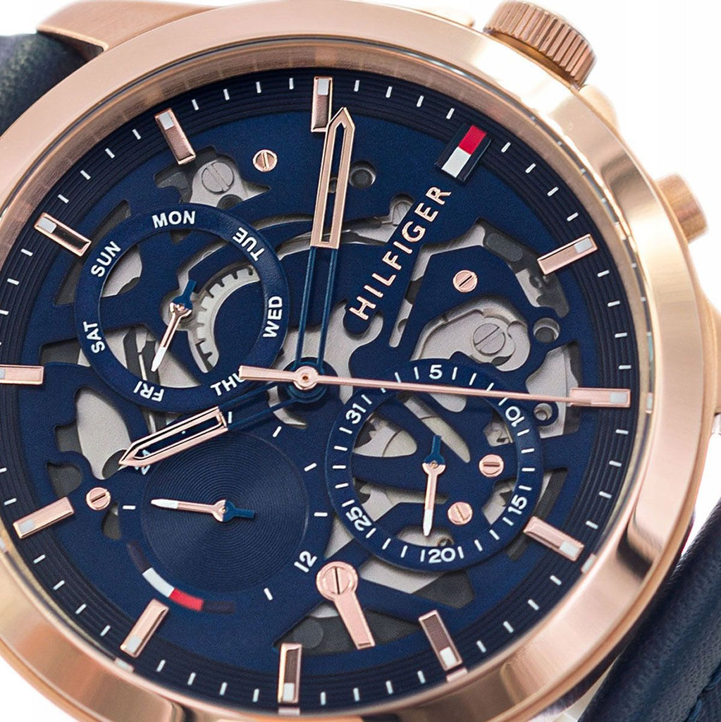 Tommy Hilfiger Henry Chronograph Quartz Blue Dial Blue Leather Strap Watch For Men - 1710475 Buy Now By Tommy Hilfiger
