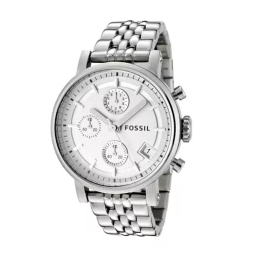 Fossil Boyfriend Chronograph Silver Dial Silver Steel Strap Watch for Women - ES2198 Buy Now By Fossil
