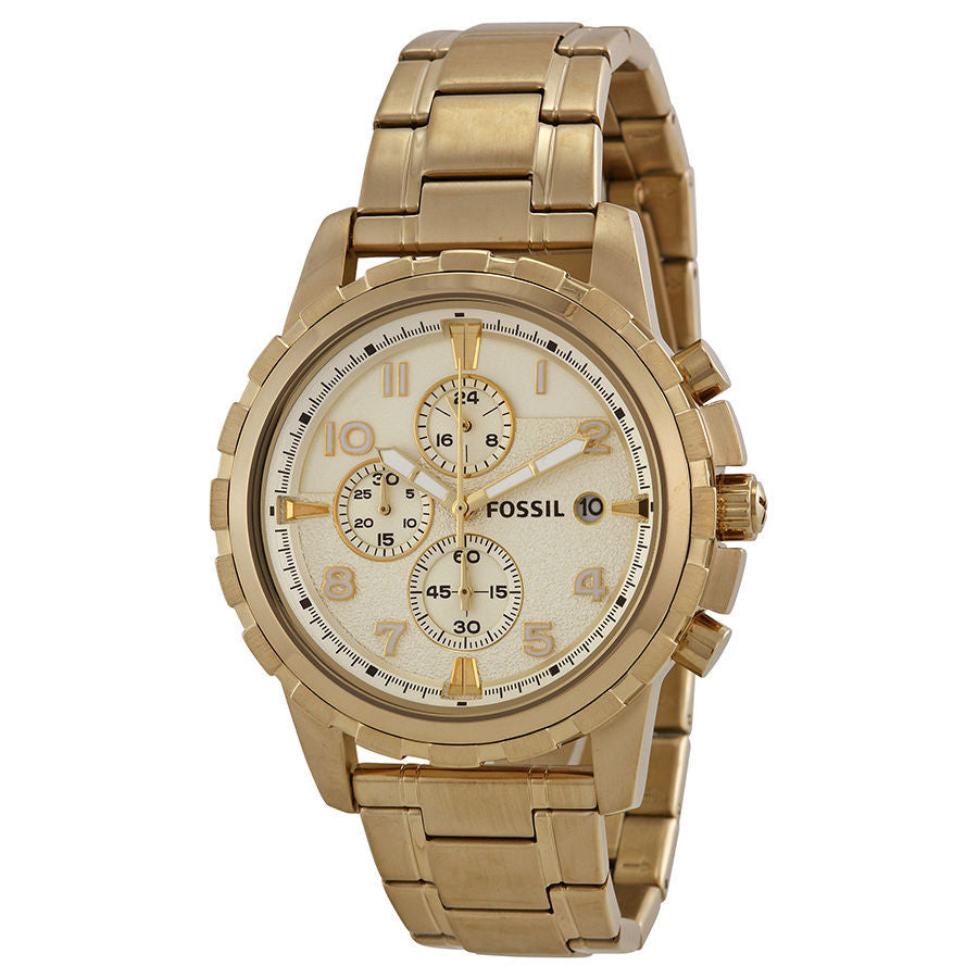 Fossil Dean Chronograph Champagne Dial Gold Steel Strap Watch for Men - FS4867 Buy Now By Fossil