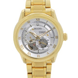 Bulova BVA Skeleton Silver Dial Gold Steel Strap Watch for Men - 97A108 Buy Now By Bulova