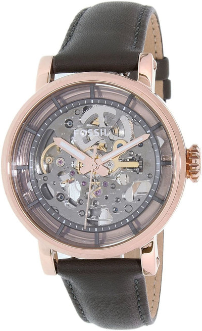 Fossil Boyfriend Automatic Skeleton Grey Dial Grey Leather Strap Watch for Women - ME3089 Buy Now By Fossil