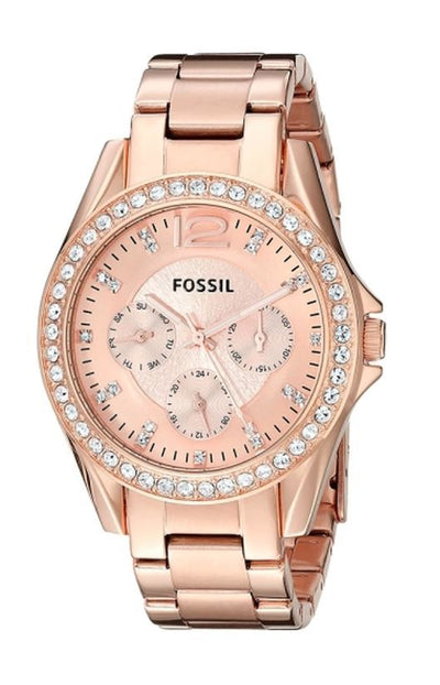 Fossil Riley Multifunction Rose Gold Dial Rose Gold Steel Strap Watch for Women - ES2811 Buy Now By Fossil