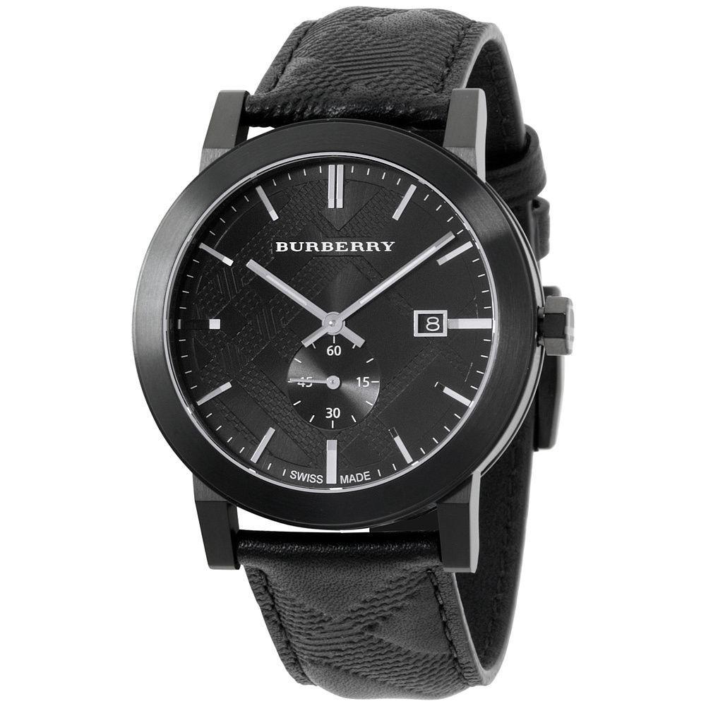 Burberry The City Black Dial Black Leather Strap Watch for Men - BU9906 Buy Now By Burberry